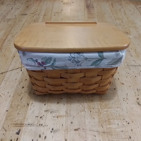 Vintage Other - Vintage Longaberger Basket with Floral Liner Recipe Box 2002 signed